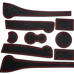 Коврики в ниши салона SKODA Rapid 2014~ (кромка красная)